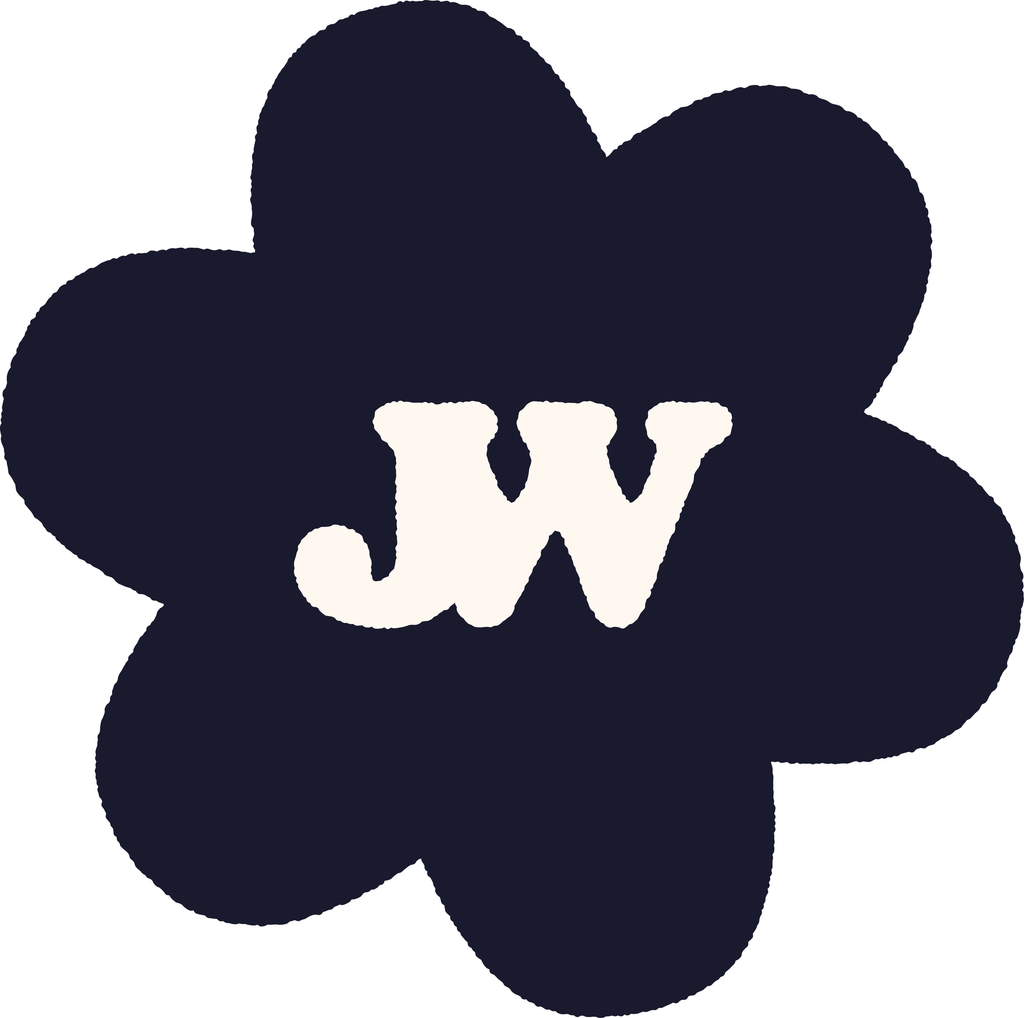 Bloom art. Five petal flower with JW. Jona World.