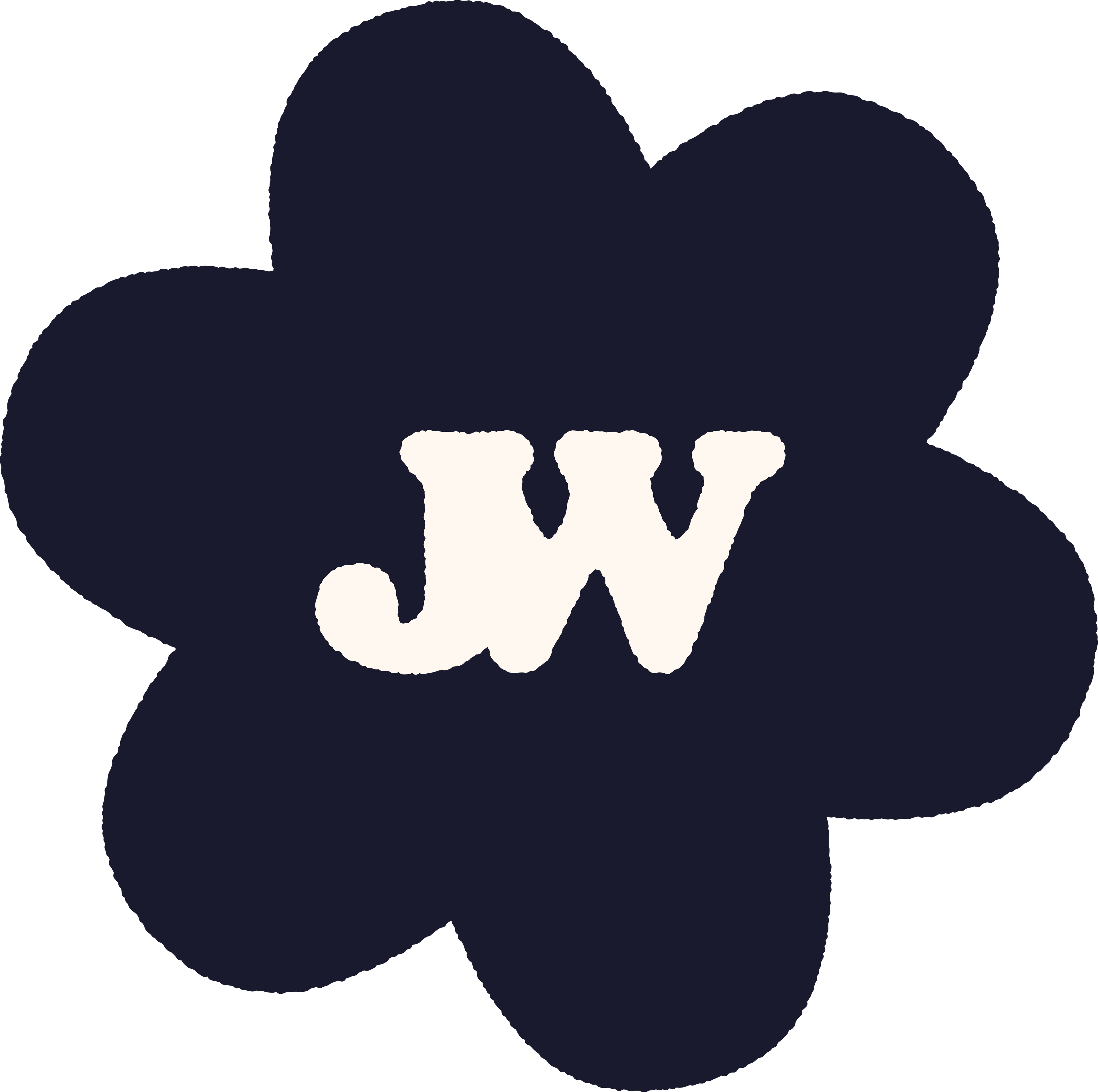 Bloom art. Five petal flower with JW. Jona World.