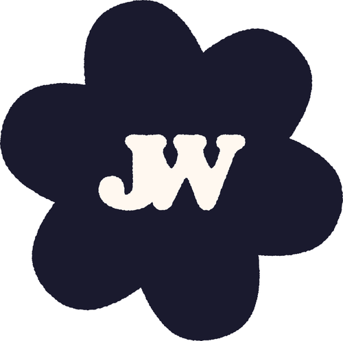 Bloom art. Five petal flower with JW. Jona World.