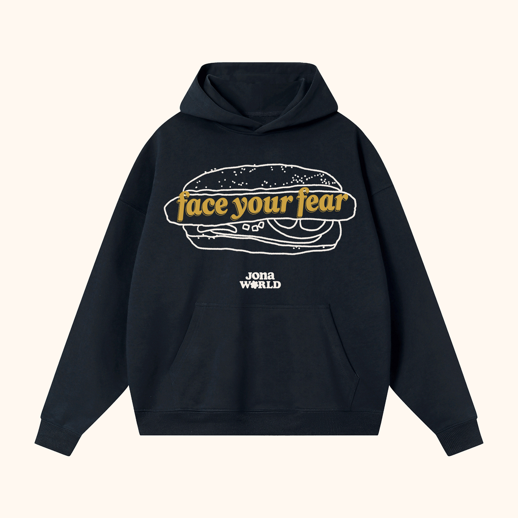 Face Your Fear hoodie. Navy.