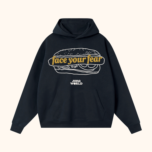 Face Your Fear hoodie. Navy.